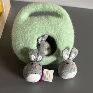 Bunnies in a felt burrow- lovevery